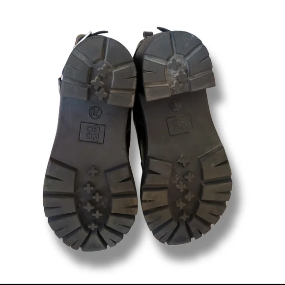 🌿No Boundaries Size 7 Wide Black Faux Leather Moto Boots Chunky Block Heels - Picture 11 of 15